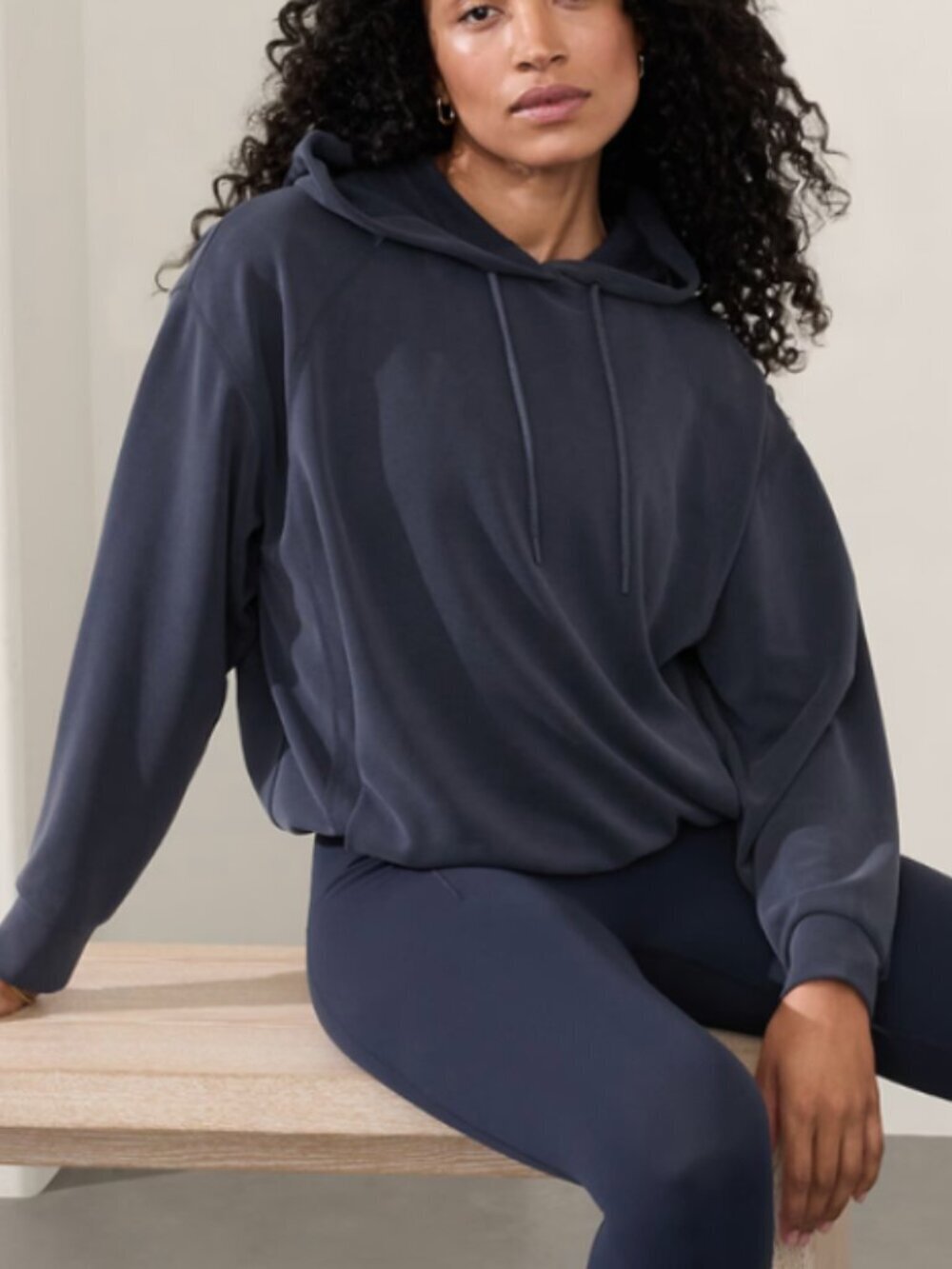 Athleta Women's Size Small Gray Bubble Hem Hoodie Sweater